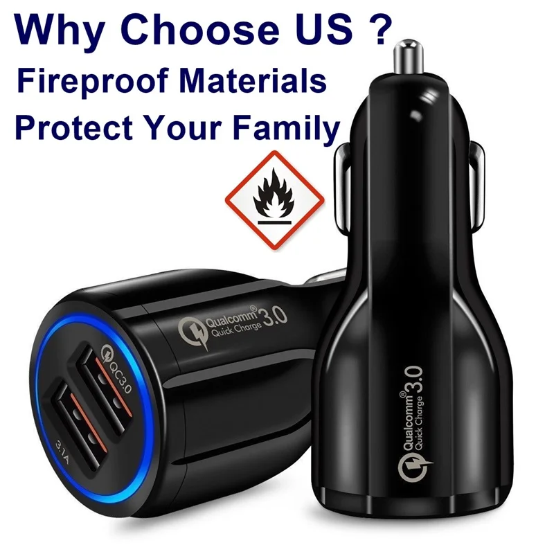 شاحن سيارة USB تهمة سريع 3.0 ل فون X 8 شاحن سريع للهاتف المحمول في سيارة Chargeur لسامسونج S8 Carregador دي Delular