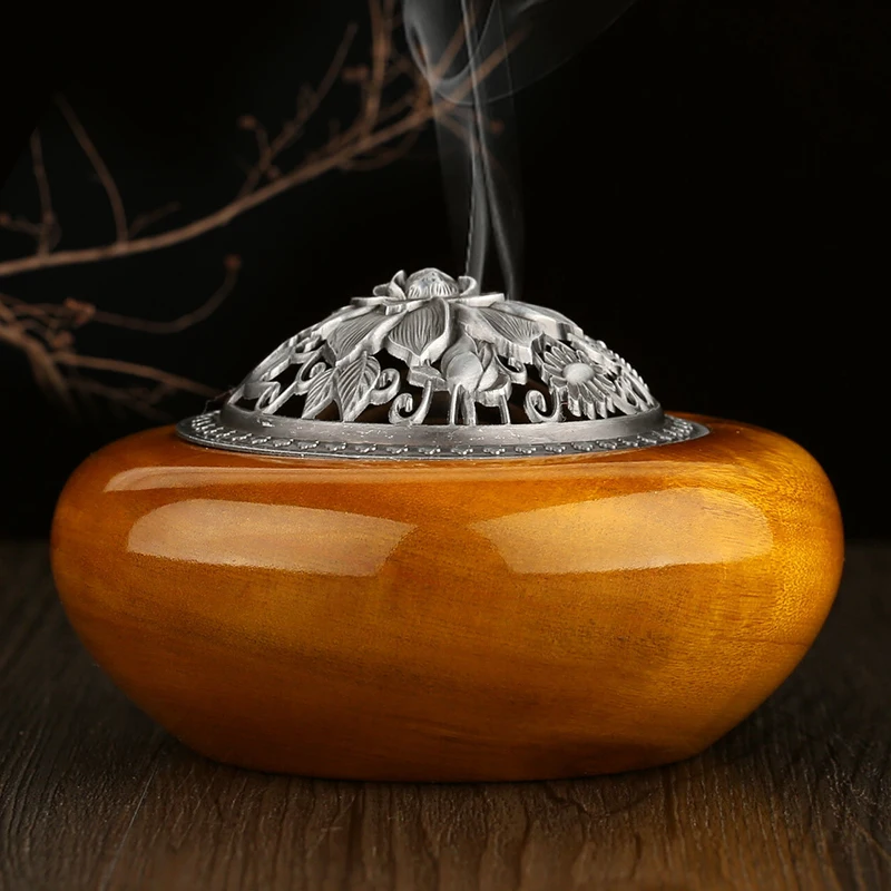 

New mahogany nanmu wood incense incense gold Nan sandalwood incense burner incense tower tray box
