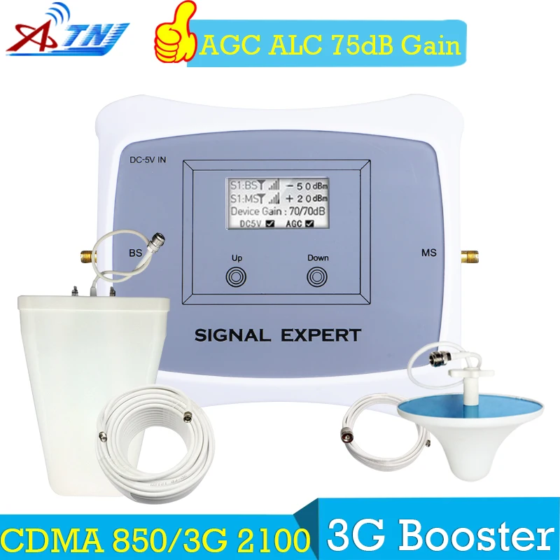 

ATNJ 75dB gain dual band 2G 3G/4G gsm 850 wcdma 2100 3G Cellular Phone Signal Booster Repeater 3G 4G Outdoor cellular Antenna