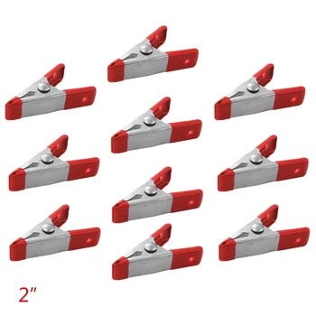 

10pcs 2" Mini Metal Heavy Duty Spring Clamps Crocodile Clip Red Plastic Tips Tool Clips Grip Holder HT395