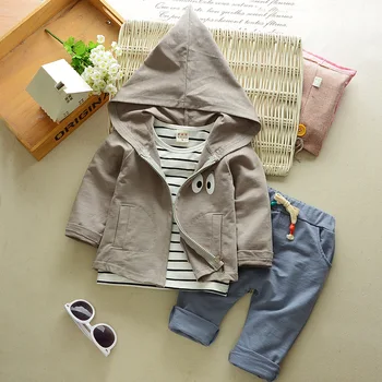 

2017 Autumn Baby Girls Boys Clothes Sets Cute Infant Cotton Suits Hooded Coat+T Shirt+Pants 3 Pcs Casual Sports Jacket