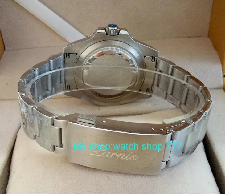  40mm PARNIS Sapphire Crystal Asian GMT Automatic machinery movement men's watch Red&Black rotateing