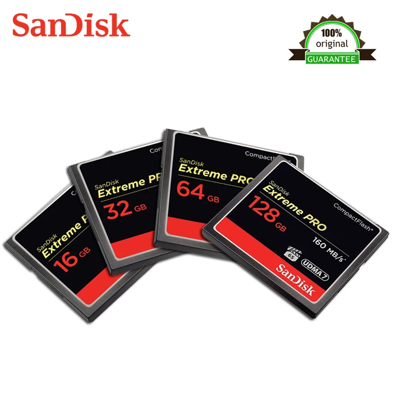 

Sandisk Extreme Pro Compactflash Memory CF Card 16GB 32GB 64GB 128GB 256GBUp to 160MB/s Read Speed for rich 4K and Full HD video