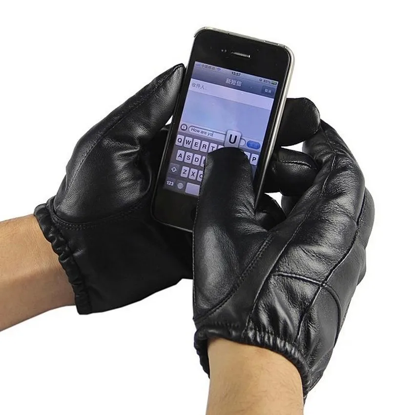 Men Touchscreen Gloves Fashion Real Genuine Leather Winter Plus Velvet Driving Leather Glove Promotion Free Shipping EM004PC2 Men Touchscreen Gloves Fashion Real Genuine Leather Winter Plus Velvet Driving Leather Glove Promotion Free Shipping EM004PC2
