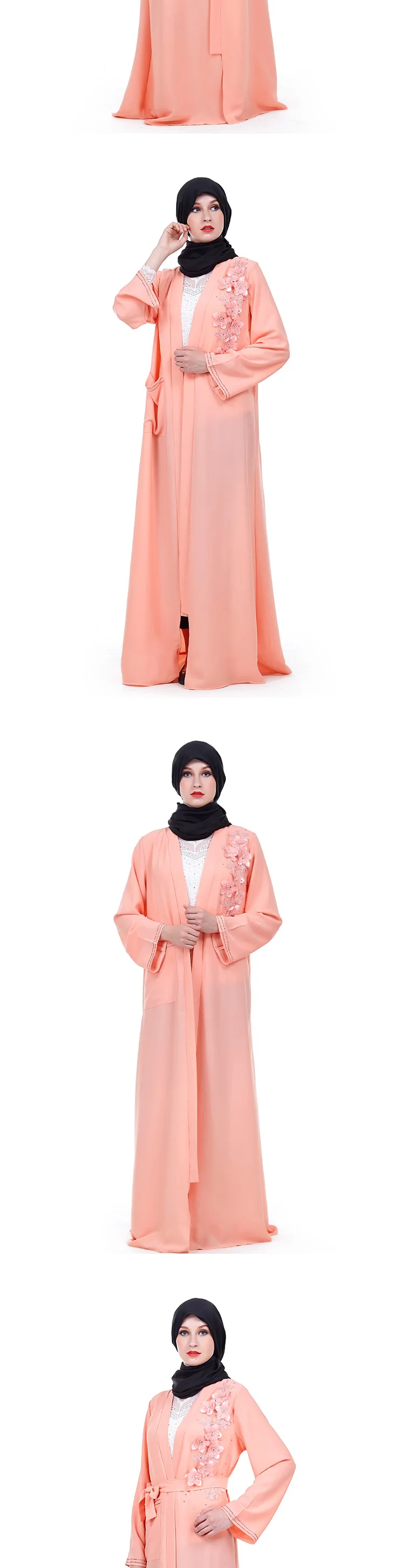 Мусульманская вышивка Абаи Бисер платье Аппликации кардиган длинный халат Платья Туника кимоно Рамадан Ближний Восток арабское исламское