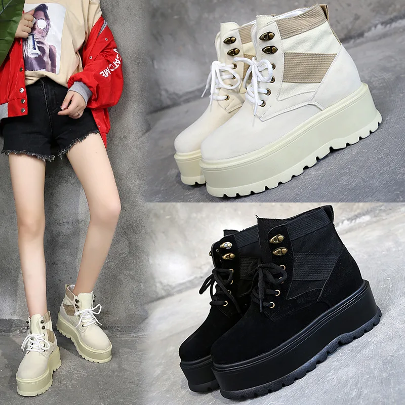 

SWYIVY Woman Sneakers High Top Casual Shoes 2018 Female Quality Casual Canvas Shoes Autumn New Ladies Retro Sneakers Platform
