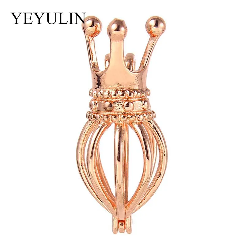 5 шт. позолоченный серебряный медный медальон в форме короны для изготовления ожерелья - Окраска металла: Покрытие из розового золота