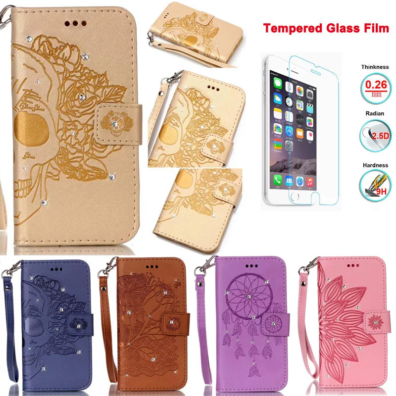 XSKEMP Luxury Wallet Case For Apple iPhone 6/6S Plus 5.5 Book Flip Cover PU Leather Stand Phone Bags With 9H Tempered Glass Film | Мобильные