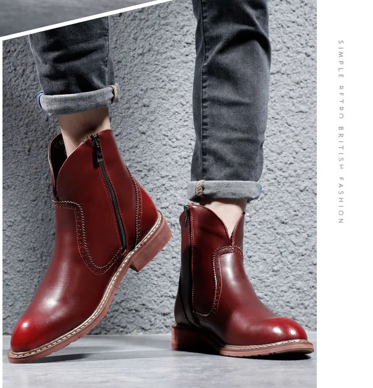 New Arrival Men Casual Boot Zipper Design Shoes Warm Business Ankle Boots High Quality High-Cut Men Casual Shoes