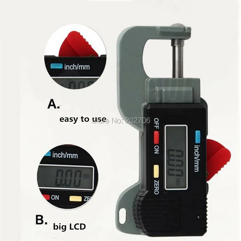 Быстрый дюйм/метрический 0-0," 12,7 мм Мини цифровой толщиномер тестер микрометр ширина измерительный инструмент