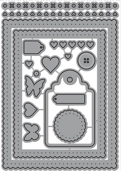 

15pc classic layering dies New For 2019 Valentine's Day Metal Cutting Dies Scrapbooking Craft Die cuts Card making diy 133*95mm