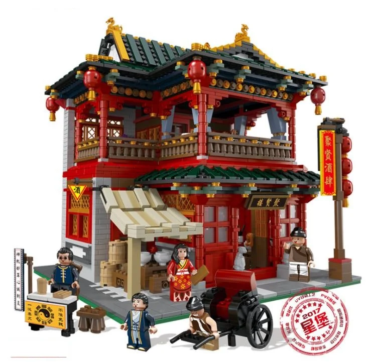 

Xingbao 01002 Zhonghua Street MOC Creative Series The Chinese Restaurant Tavern Set Building Blocks Educational Bricks Toy Model