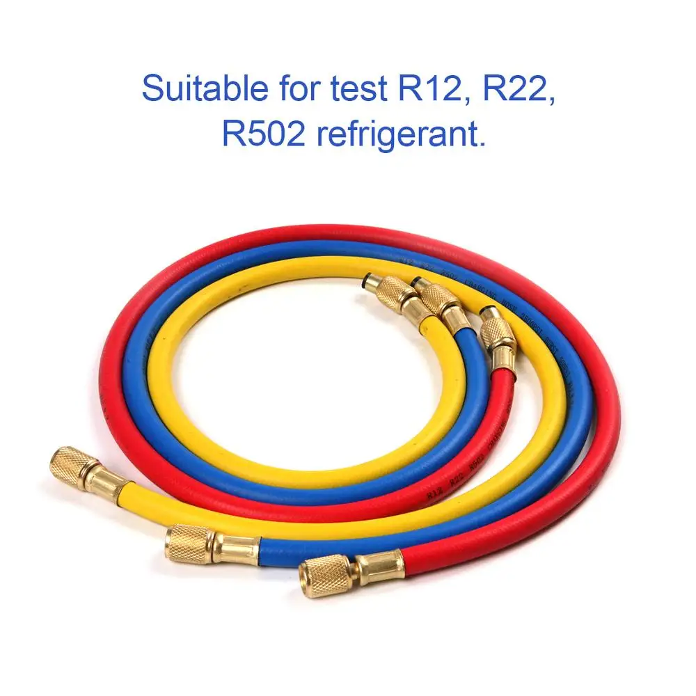Универсальный 3 шт. R12 R22 R502 автомобильный Кондиционер хладагент 1/" SAE-1/4" SAE винт Резьба трехцветный зарядный шланг