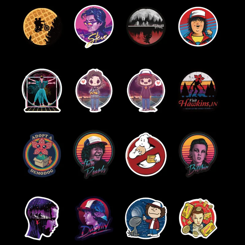 50 Stranger Things Stickers Pack Anime Pegatina For Children On The Laptop Fridge Phone Skateboard Suitcase Funny Cool Sticker
