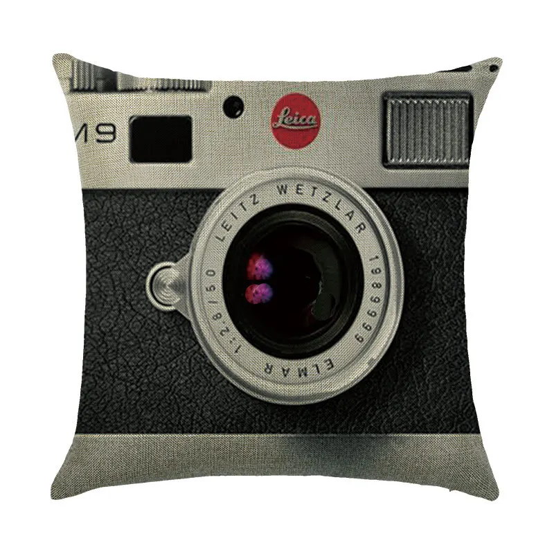 3D Cartoon Camera Printing Pillow Case Hand Painted Cotton