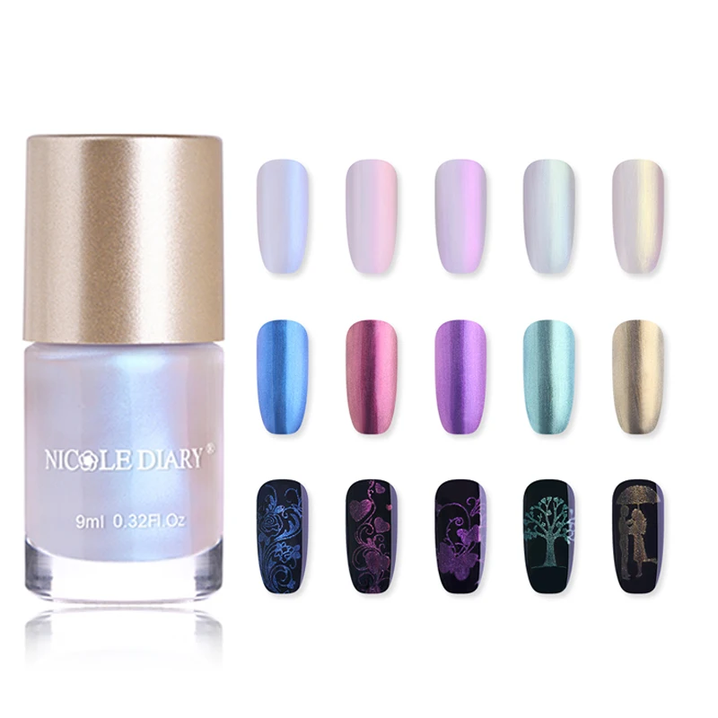 

NICOLE DIARY Stamping Polish 9ml Shell Pearl Series Polish No Smudge Top Coat Protector Nail Art Lacquer Varnish