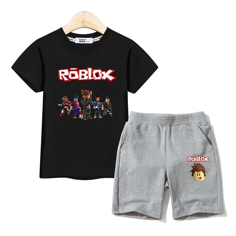 Roblox الأزياء زي الاطفال 2 pcs مجموعة القطن تي شيرت + السراويل الفتيان دعوى طباعة أعلى + السراويل طفل الملابس الفتيات مجموعات الصبي الملابس