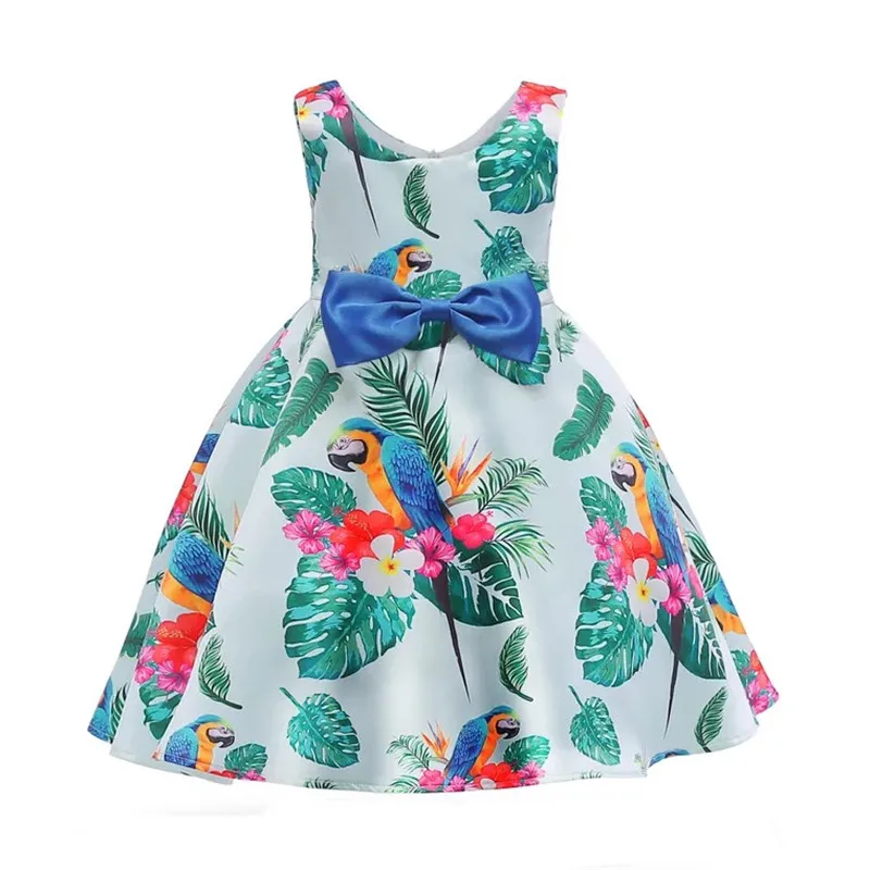 

Summer Fashion Girl Princess Dress Cute Sleeveless Round Neck Bow Wedding Dress Girl Dress Long Evening Dress Children Clothes