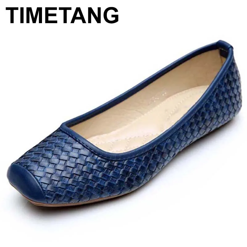 

TIMETANGHigh quality women single shoes leather office work shoes female spring flat nurse shoes balletflats woman moccasinsE606