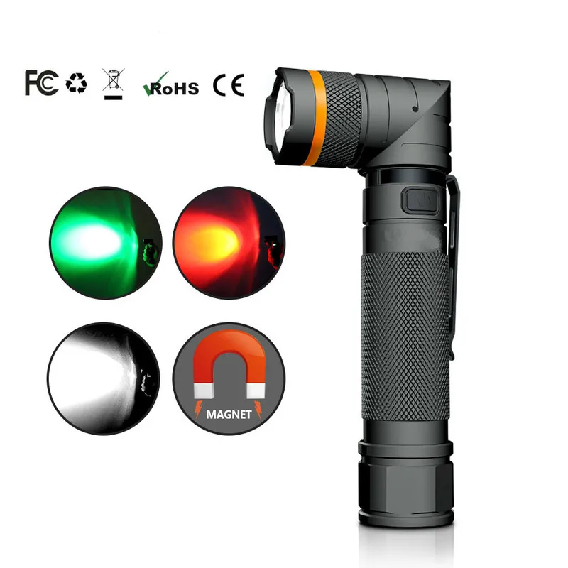 

Magnet 90 Degree Rechargeable LED FlashlightUltra High Brightness Waterproof Camo Corner LED Torch High Brightness Twist