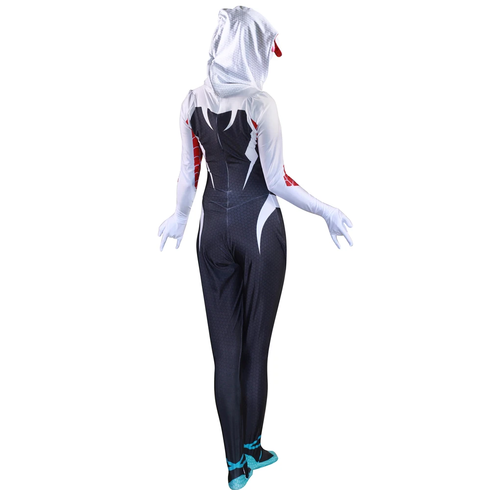 Новый 3D Для женщин Гвен Стейси Косплэй костюм супергерой Zentai Боди Комбинезоны