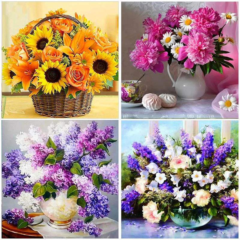 

Colorful Flower Wall Decorations 5D Diamond Painting Arts Craft Kits Gifts Full Square Drill Embroidered Cross Stitch Home Set