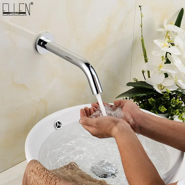 Us 46 17 19 Off Aliexpress Com Buy Wall Mounted Bathroom Basin Sink Faucet Cold Hot Hand Touch Tap Automatic Inflated Sensor Faucet Crane Els84