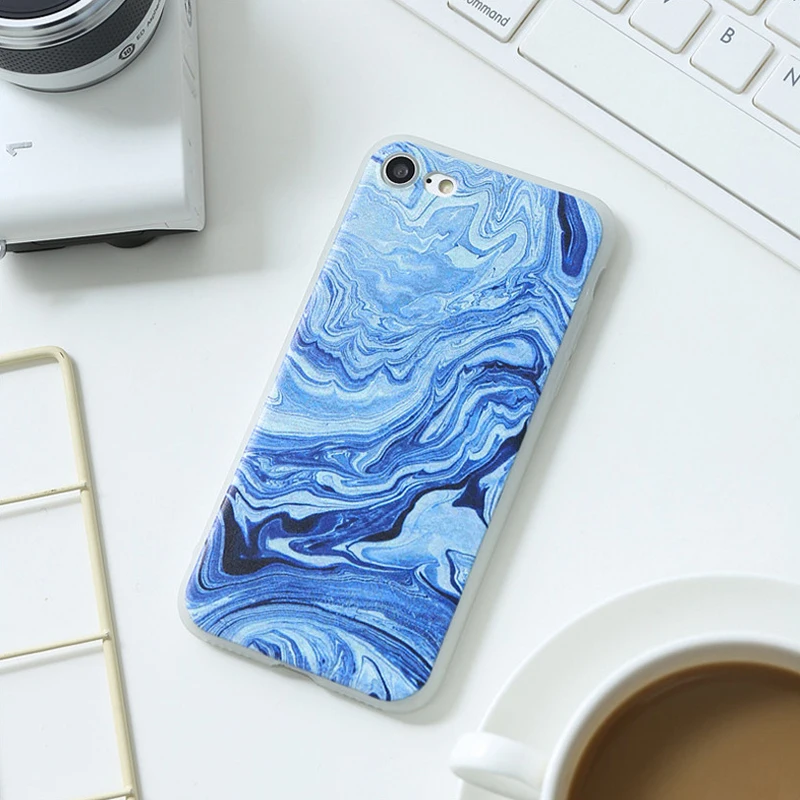 Kuulaa антидетонационных Мрамор ТПУ Телефонные Чехлы для iPhone 7 8 X случае Элитный