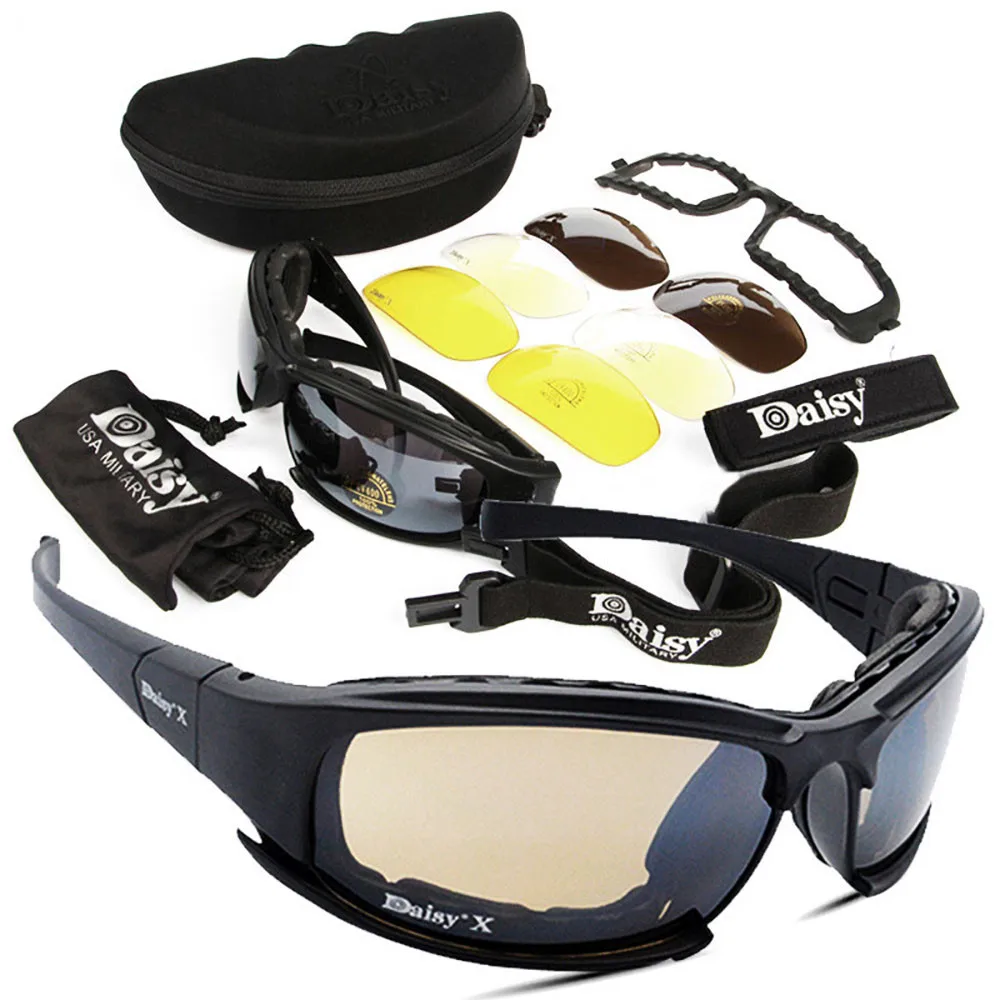 

Tactical D a i s y Glasses Military Goggles Army Sunglasses With 4 Lens Original Box Men Shooting Eyewear Gafas Riding glasses