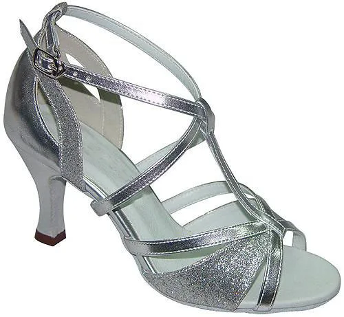 Female beautiful Silver Pu Latin dance shoes square dance shoes Ballroom dancing shoes Salsa Samba shoe