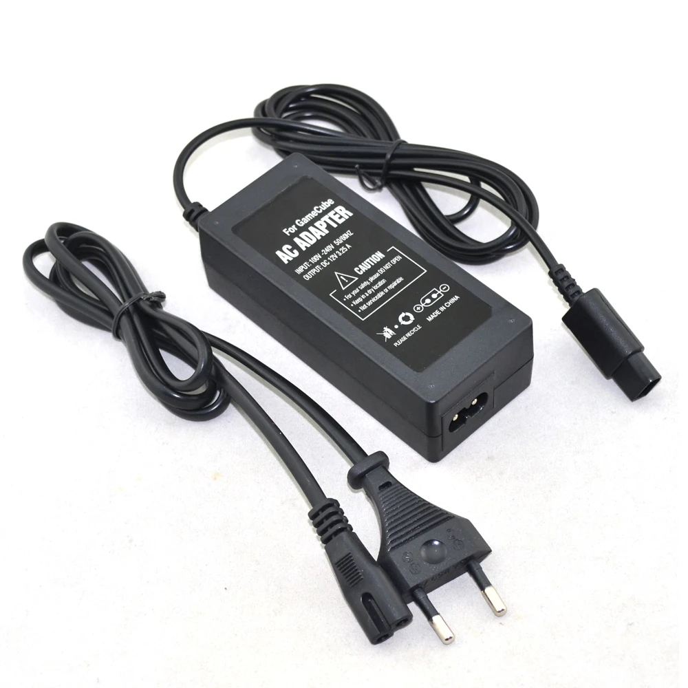 

50pcs a lot US/EU Plug AC power adapter supply with power cable For gamecube console