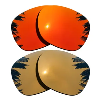 

(Orange Red+Bronze Gold Mirrored Coating) 2-Pairs Polarized Replacement Lenses for Garage Rock 100% UVA & UVB Protection