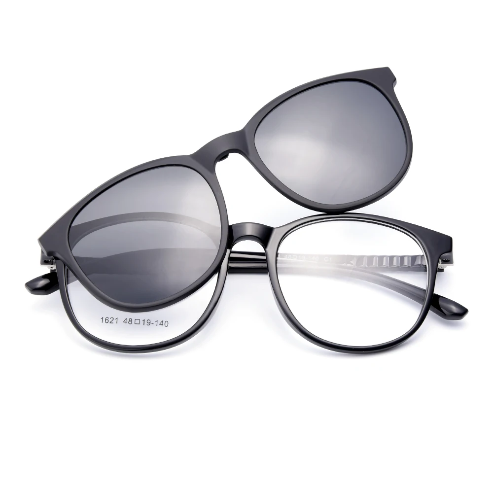 

BAONONG Ultralight TR90 Women Glasses Frame With Magnetic Polarized Clip On Sunshades Dual Purpose Optical Spectacles Frame 1621