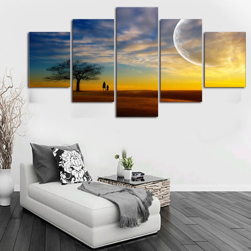5 шт. Пейзаж Закат современные украшения стен дома холст картины Wall Art HD принт Cavans