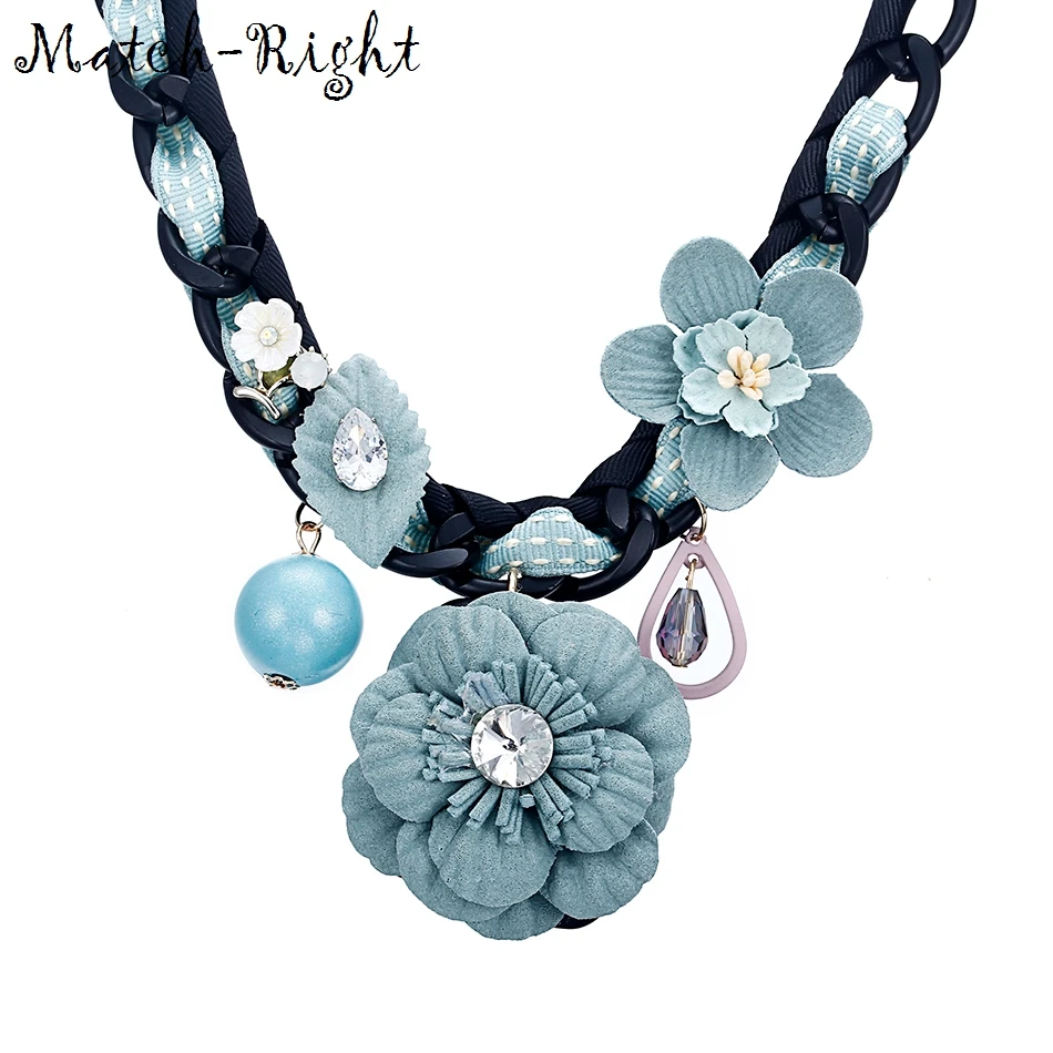 

Match-Right Collar Acrylic Stone Flower Jewelry Women Accessories Chokers Ribbon Leaf Necklaces&Pendants for Women SP-024