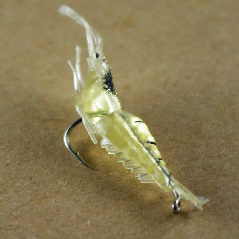 WLDSLURE 20pcs/lot 5cm Soft Shrimp Prawn Fishing Lures Bait with Glow