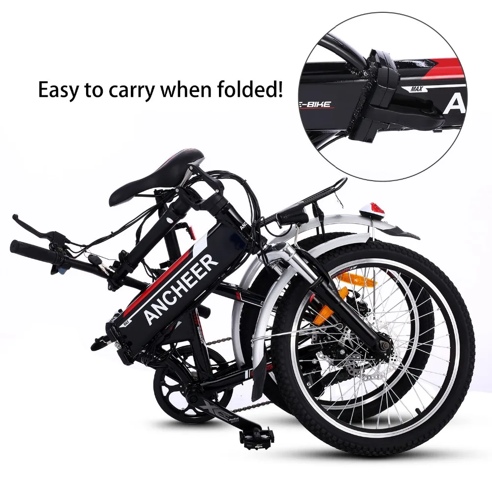 Discount ANCHEER New bike 18.7 inch Aluminum Alloy Folding Bike Electric Bicycle Mountain Bike Road Cycling Bicycle White Unisex Hot sale 3