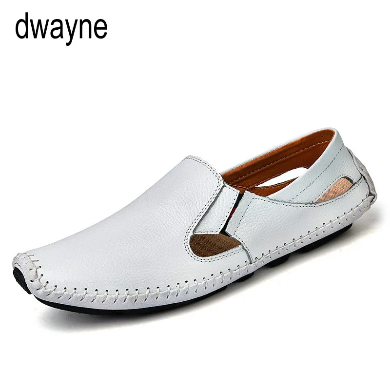 

Leather Sandals Designer Driving Shoes Large Size Mens Slippers Casual Slip-on Summer Male Leather Sandals 239