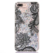 

Phone Case Cover Coque For iphone 6 6s 7 8 Plus X Transparent Lotus Flowers Glitter Diamond Liquid Quicksand PC Hard For iphone