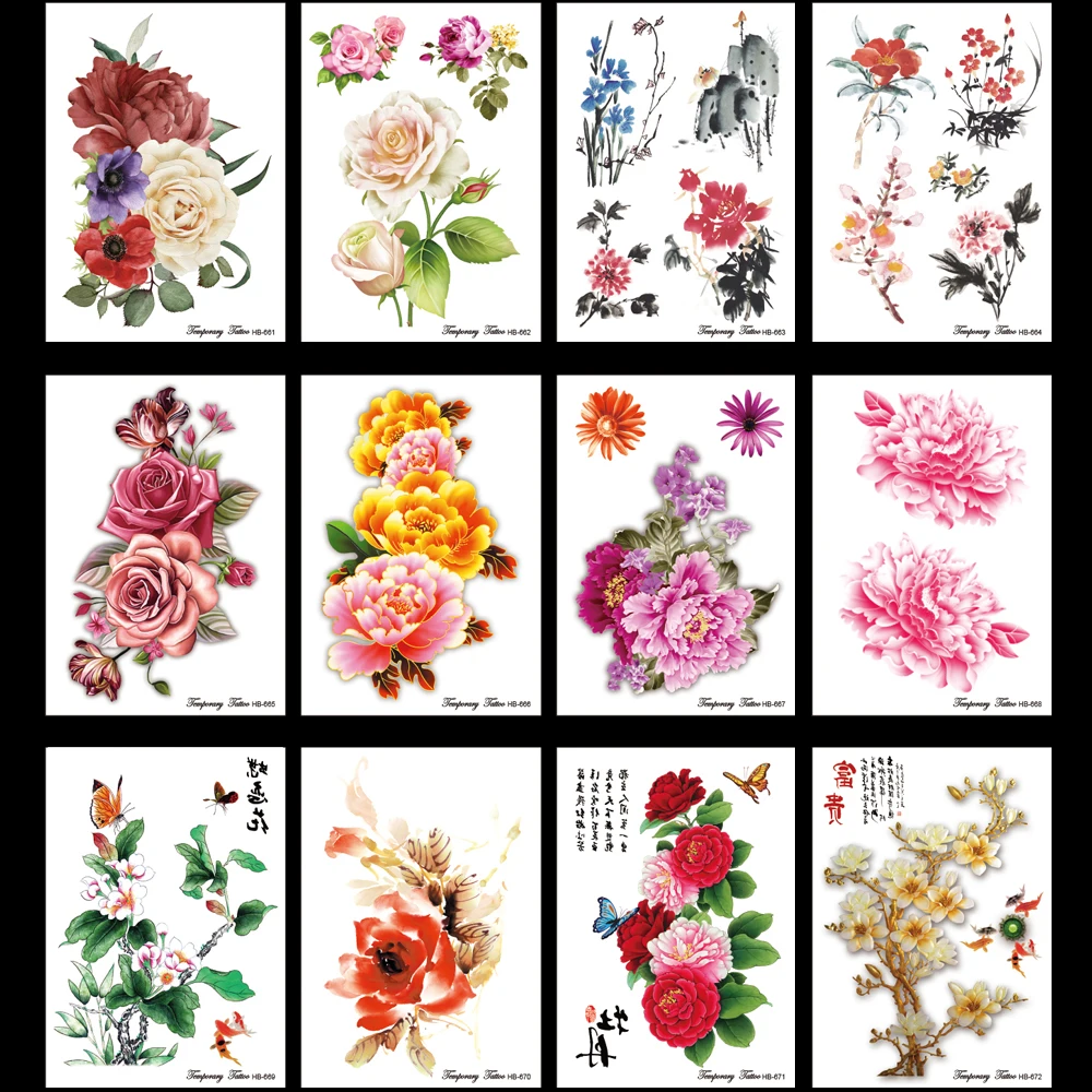 

12Pcs/ lot Metallic 3D Waterproof Body Makeup Temporary Tattoos Sticker Henna Flash Tatoos Body Arts Bikini Swimsuit Makeup Tool
