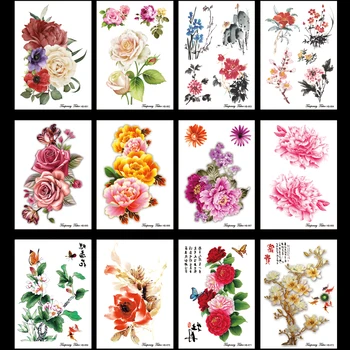 

12Pcs/ lot Metallic 3D Waterproof Body Makeup Temporary Tattoos Sticker Henna Flash Tatoos Body Arts Bikini Swimsuit Makeup Tool