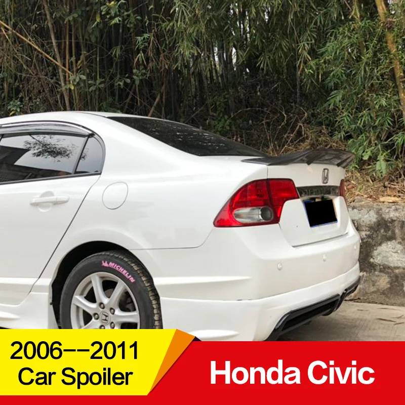 Используется для старых Honda civic спойлер 2006 07 08 09 10 11 лет ciimo Глянцевая углеродное волокно/FRP заднее крыло R стиль спойлер, аксессуары