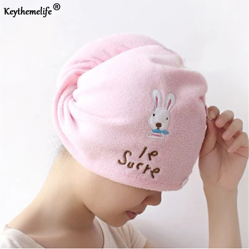 

Bathroom Accessories Super absorbent Lovely Hair Towel Turban Hair-Drying Cap Bathrobe Hat Head Wrap Quick Dry B