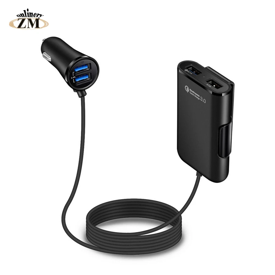 ZMonlinery USB شاحن سيارة للجوال هاتف لوحي 4 ميناء USB 3A QC3.0 سريع شاحن سيارة مهايئ شاحن الهاتف مع تاريخ كابل ZMonlinery USB شاحن سيارة للجوال هاتف لوحي 4 ميناء USB 3A QC3.0 سريع شاحن سيارة مهايئ شاحن الهاتف مع تاريخ كابل
