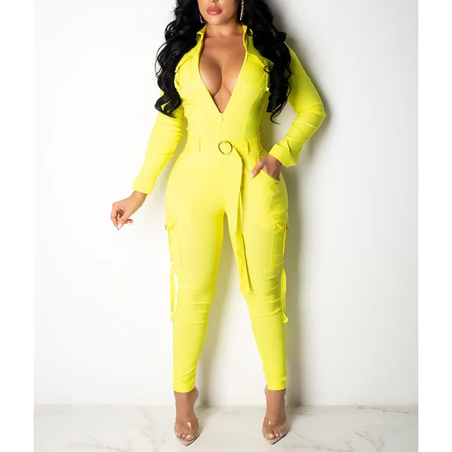 yellow zip up jumpsuit
