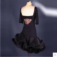 Костюм для латинских танцев, сексуальный кружевной топ с короткими рукавами+ короткая юбка, 2 шт./костюм для женщин, костюм для латинских танцев