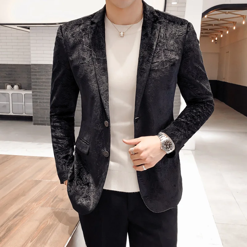 Luxury Velvet Blazer Paisley Pattern Mens Stage Clothes Blazer ...