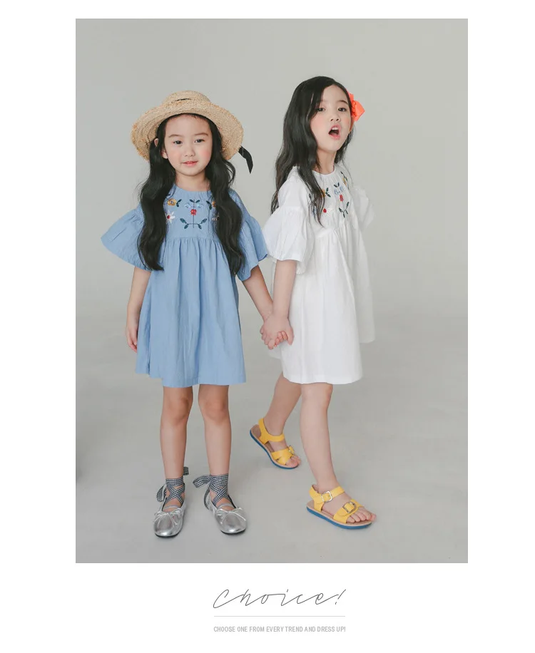 cotton embroidery girls summer dress flare sleeves princess summer girl dresses solid white blue kids clothing  4 5 6 7 8 9 10 11 12 13 14  years old little big teenage girls summer dress cotton  (9)