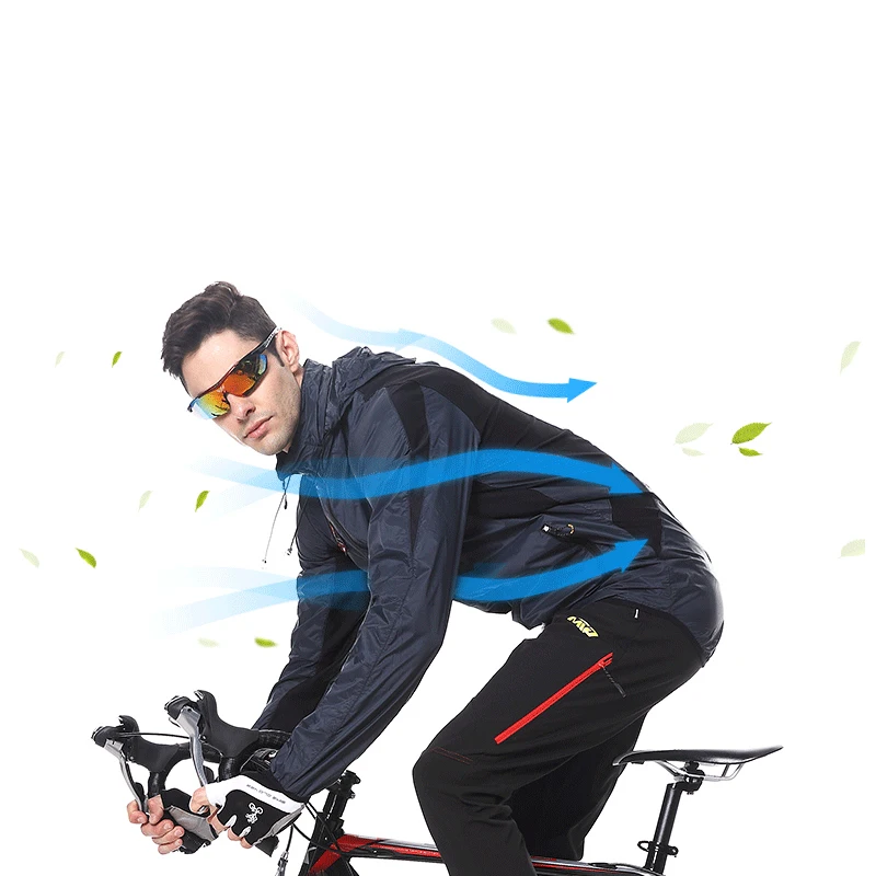 Демисезонный с капюшоном Велоспорт ветер куртка ветрозащитный Велоспорт Ткань Джерси с длинным рукавом пальто дышащий Для мужчин дорога горный велосипед