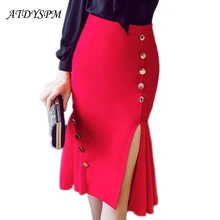 Модные шифоновые юбки для женщин, высокая талия, тянущаяся посылка, облегающая юбка с разрезом